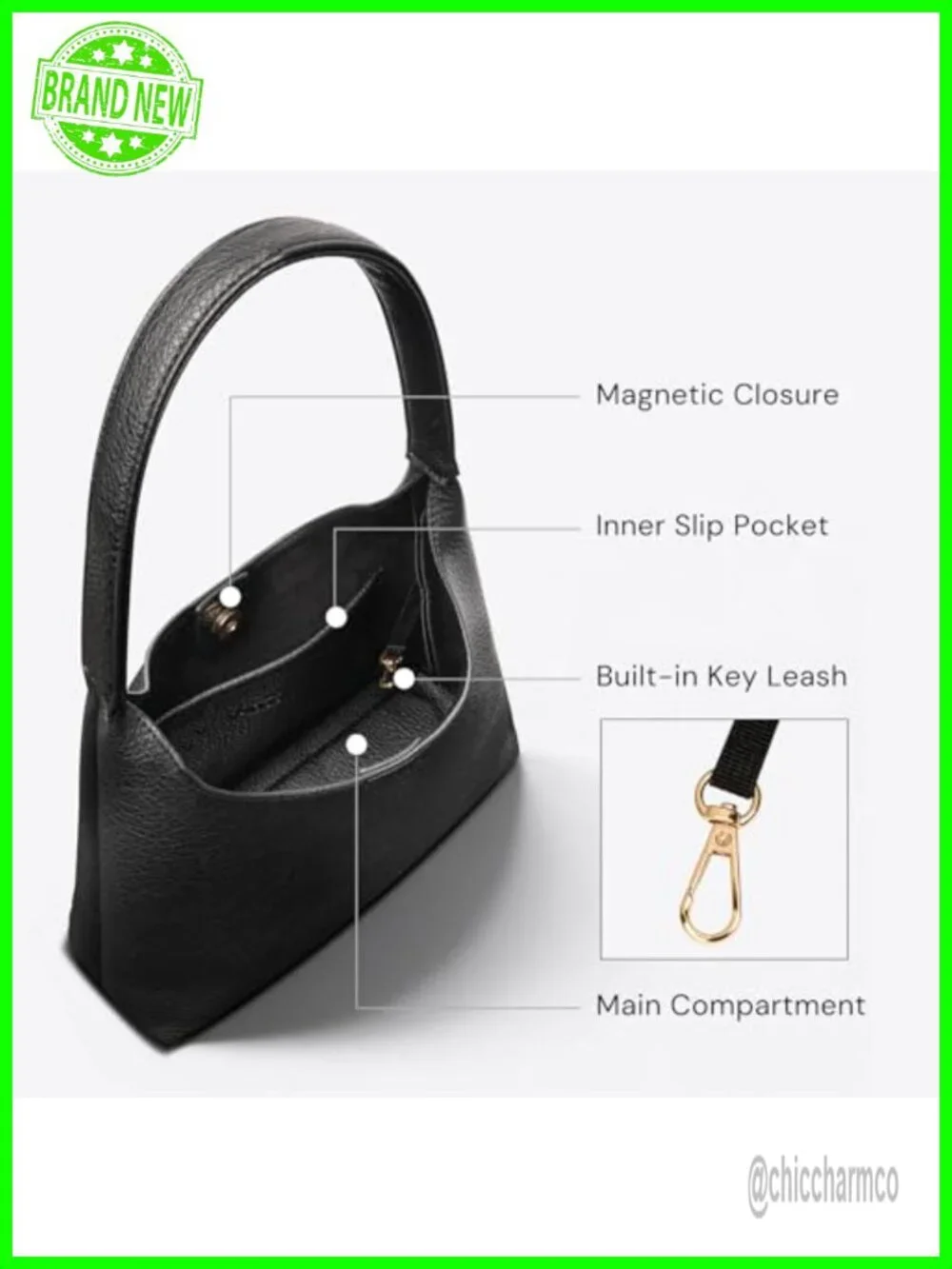 Slouchy Hobo Shoulder Bag Vegan Leather Small Everyday Purse